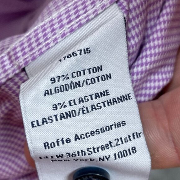 Duchamp Mens Slim Fit Dress Shirt 16.5/L Purple Check Long Sleeve a0430 - Picture 6 of 8